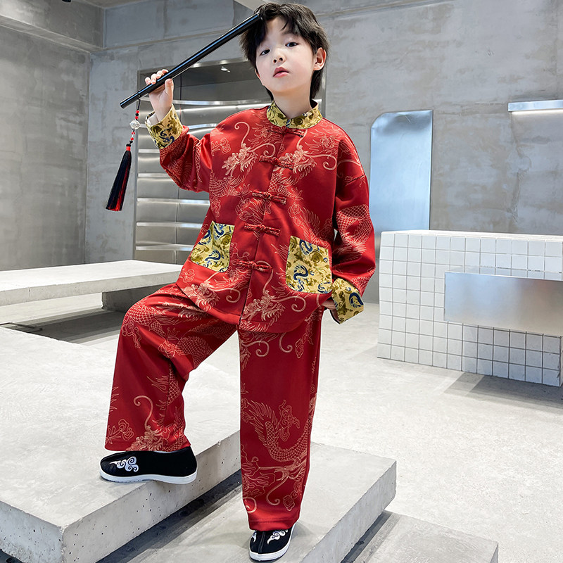 男童唐装套装喜庆中式春秋汉服新年衣服古风红色儿童新中式练功服,童装/婴儿装/亲子装,唐装,淘宝优惠券,粉丝福利购,淘宝优惠卷