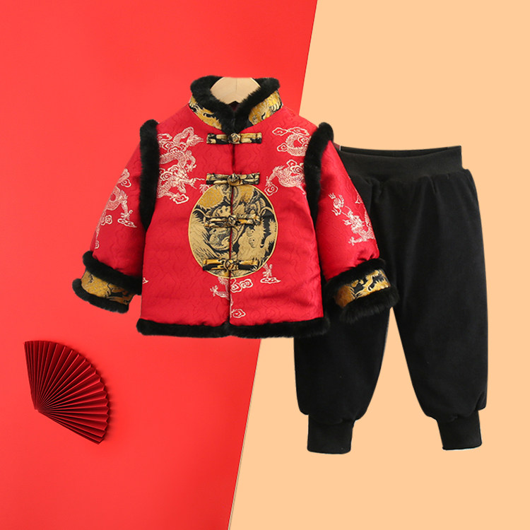 儿童锦缎唐装夹棉中国风套装拜年服元旦表演男宝少爷福周岁服汉服,童装/婴儿装/亲子装,汉服,淘宝优惠券,粉丝福利购,淘宝优惠卷