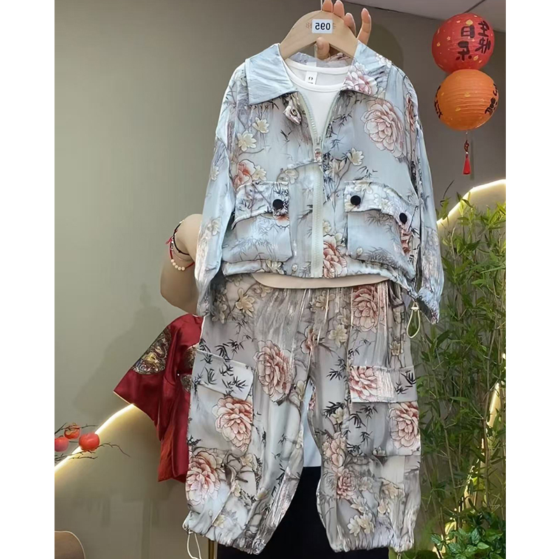 95儿童秋季中式套装唐风装中秋礼服男孩女童中国风演出服三件套