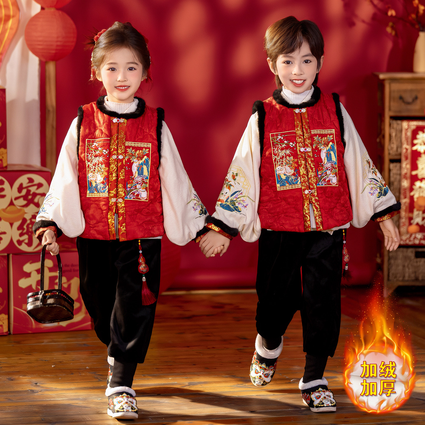 372男童拜年服女喜庆汉服冬装26新款儿童过年服周岁宝宝汉服演出,童装/婴儿装/亲子装,汉服,淘宝优惠券,粉丝福利购,淘宝优惠卷