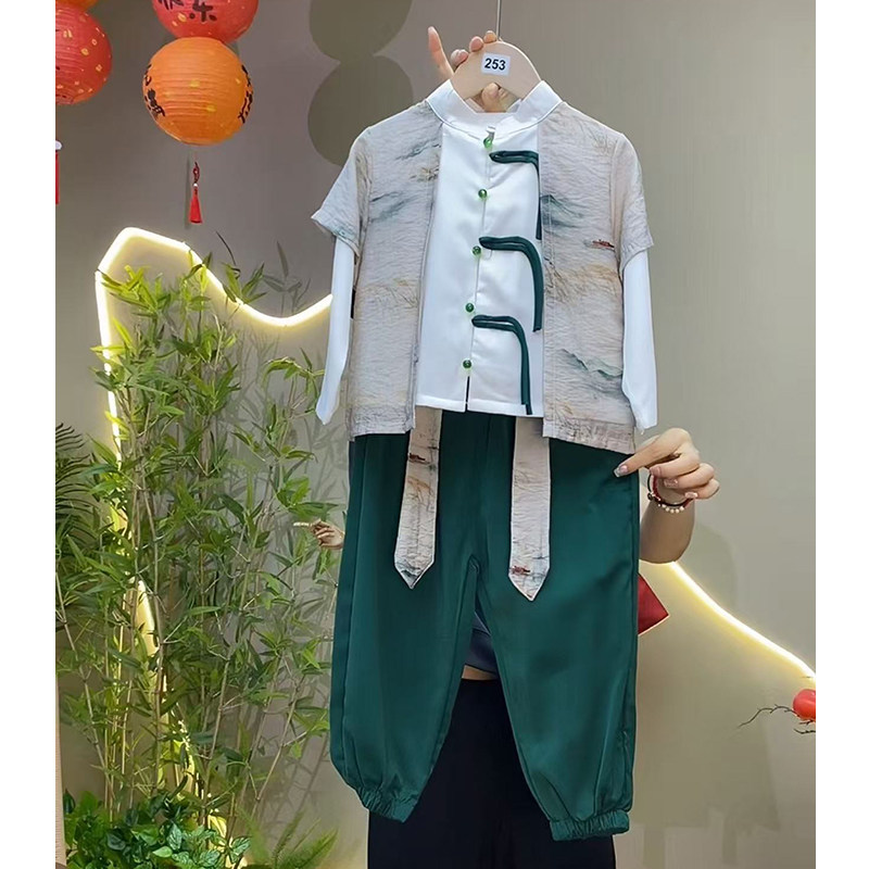 253男童春秋长袖日常汉服套装唐装