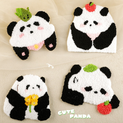 电脑绣花标自粘款毛巾绣卡通熊猫patch服装辅料背胶补丁贴布贴