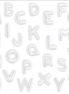 绣花标刺绣贴白色英文patch补丁辅料徽章配饰熨烫布贴背胶熨烫