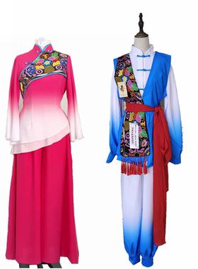 陕北榆林绥德秧歌服展演表演服装女飘逸开场舞蹈过大年喜庆演出服