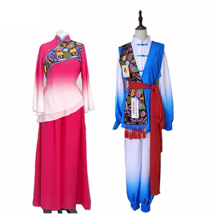 陕北榆林绥德秧歌服展演表演服装女飘逸开场舞蹈过大年喜庆演出服