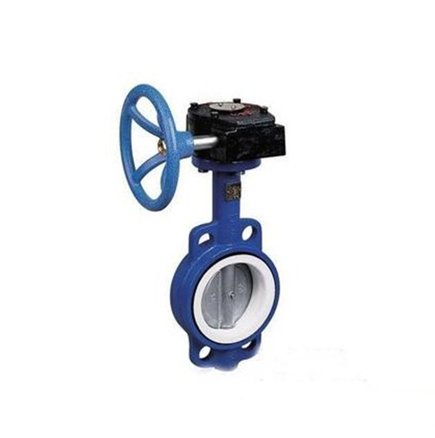 不锈钢板四氟蝶阀 D371F-16 涡轮对夹四氟蝶阀DN50 65 80 100 125