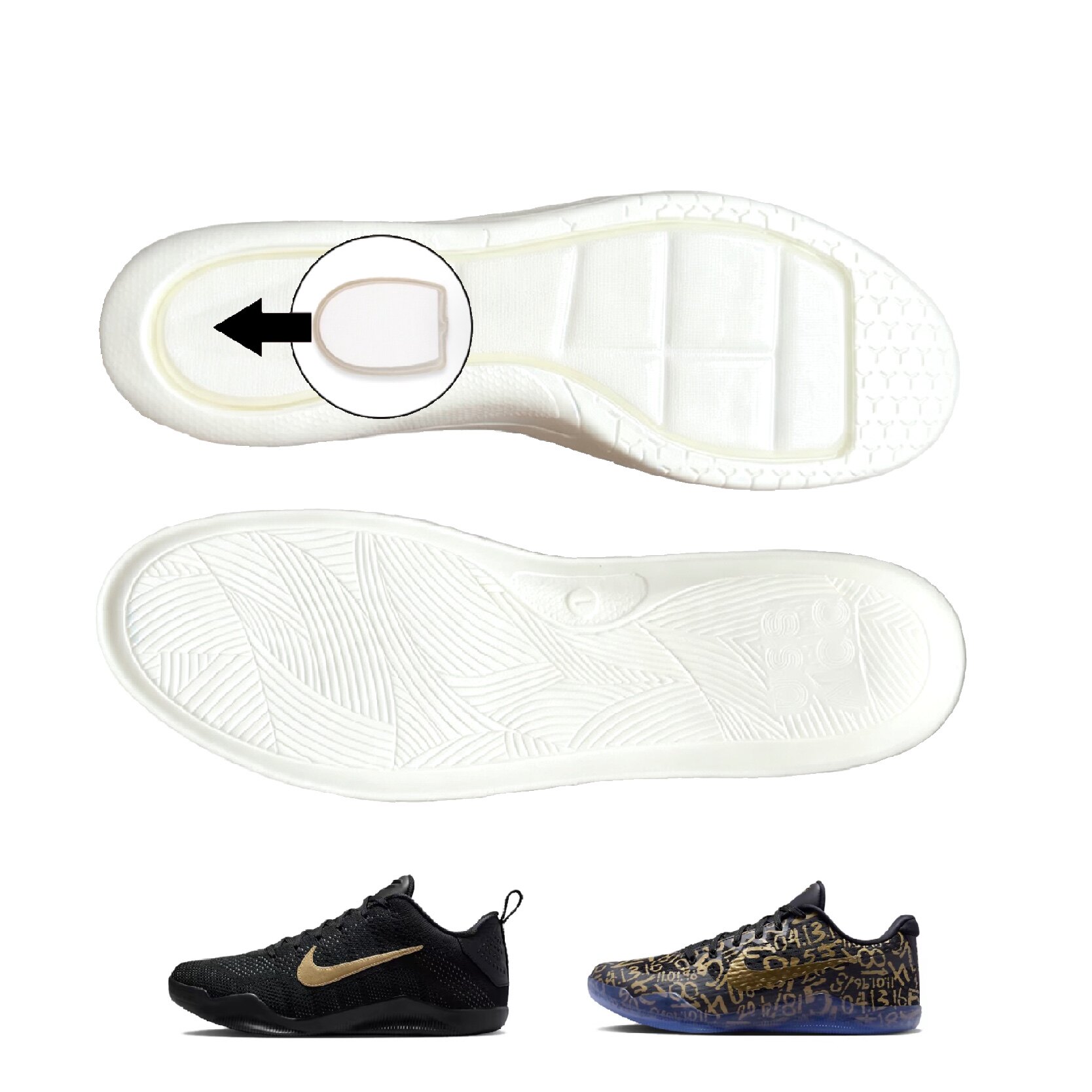 US8ACC适配科比Kobe11全掌马蹄Zoom气垫超临界前叉碳板中底鞋垫