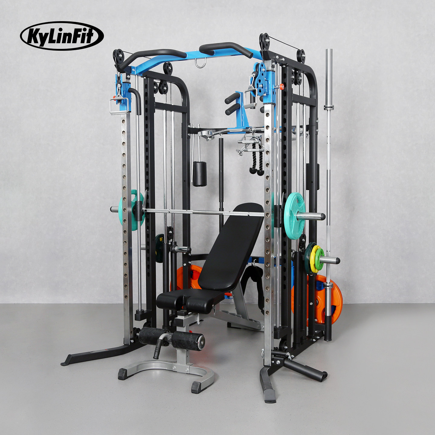 商用史密斯机综合力量训练器卧推深蹲架飞鸟龙门架多功能健身器材