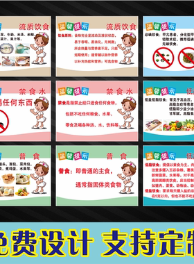 医院床头温馨提示挂牌忌碘流质低盐低脂饮食提示牌禁食警示牌定制