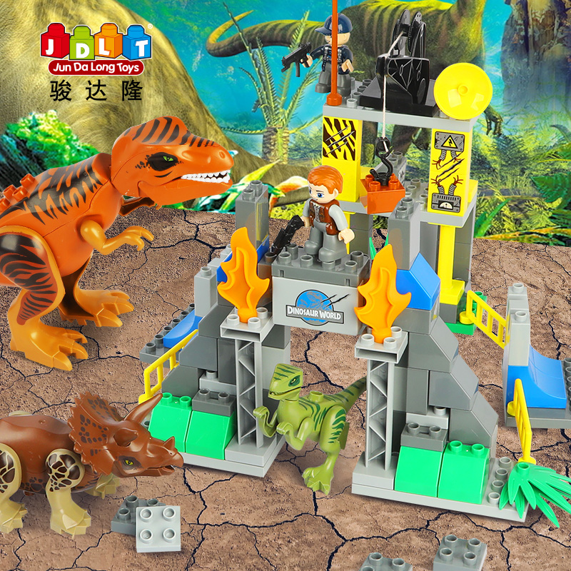 恐龙世界乐GO大全积木兼容互拼LE高侏罗纪拼装玩具男霸王场景游戏