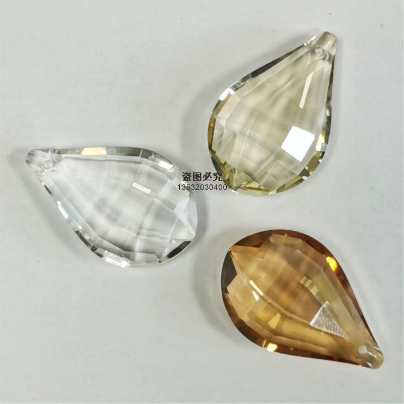 定制透明琵琶吊坠水晶吊灯配件50#60#76#89mm人造K9梨形灯具配件