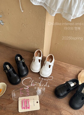 儿童皮鞋男童乐福鞋宝宝新款真皮童鞋软底女童鞋子英伦配西装黑色