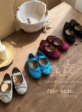 女童春季新款纯手工意大利真丝绸缎复古芭蕾鞋女浅口平底亲子单鞋