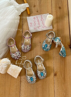 Girls dress shoes princess Crystal closed toe party wedding