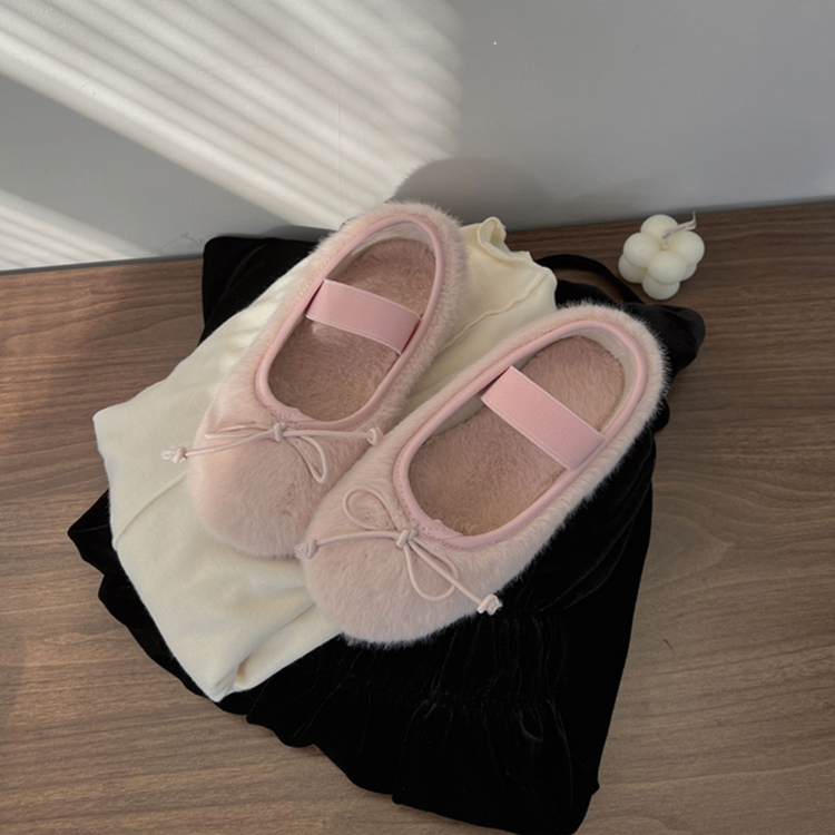 NEKO同款女童蝴蝶结毛毛鞋