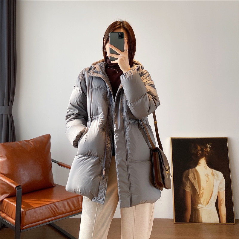 韩国定制!高阶货巨显瘦有气质收腰白鹅绒羽绒服女新