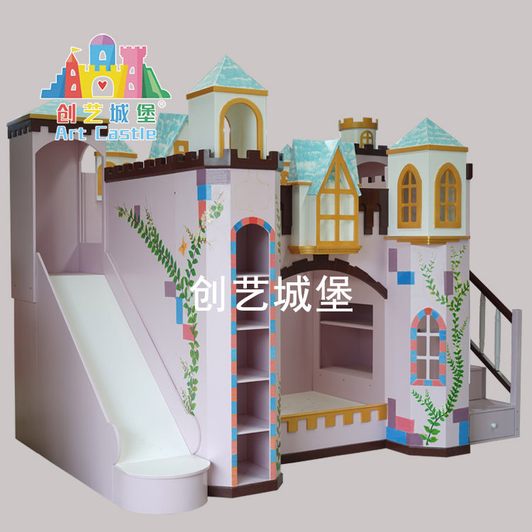 创艺城堡儿童上下床定制实木女孩高低子母床双层床组合梯柜房子床