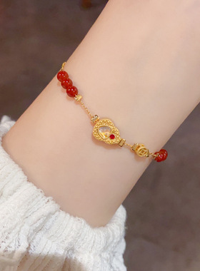 秋冬新款时尚简约红色串珠葫芦手链女个性轻奢百搭新中式手饰