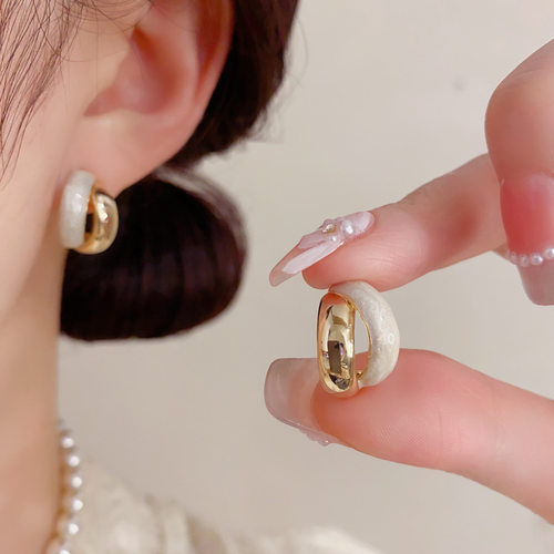 法式复古金属滴油几何耳钉女气质轻奢简约独特设计感百搭耳环