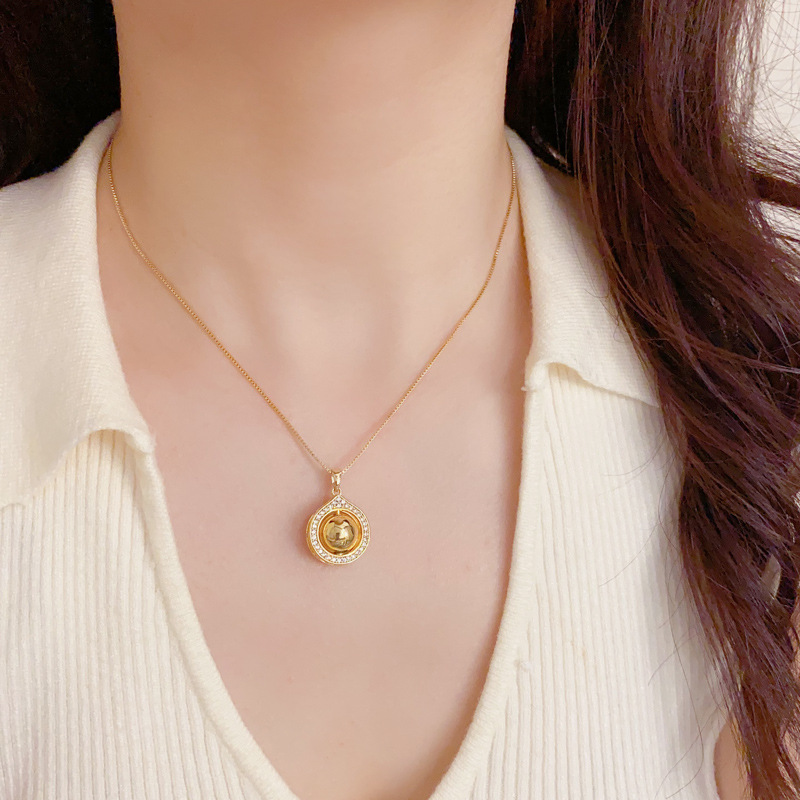 欧美跨境个性时尚锆石金属球球圆环项链气质独特设计感锁骨链