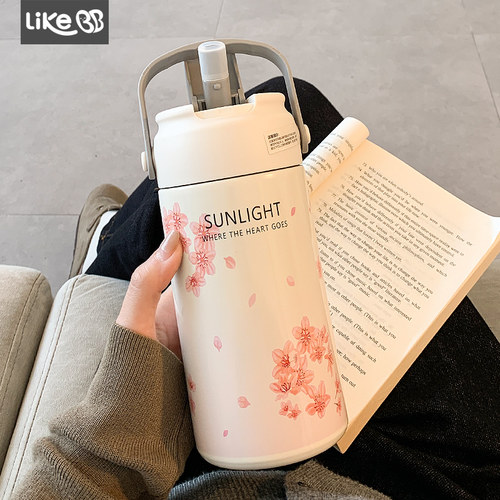 保温杯女2025新款吸管杯大容量高颜值水杯带茶仓泡茶便携学生杯子