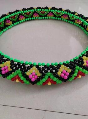 手工串珠汽车方向盘套通用彩色散珠手编把套四季直径36CM37CM38CM