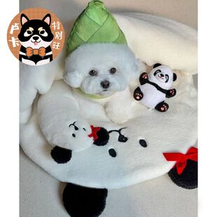 新款熊猫配色韩国INS外出宠物推车垫子保暖睡袋可机洗猫被子狗窝