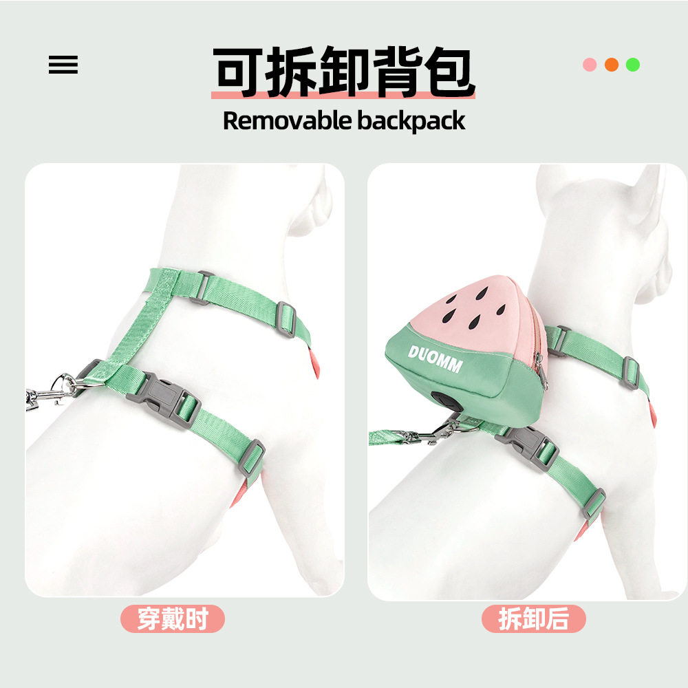 新款宠物牵引绳背心式自背包小型幼犬狗狗胸背带遛狗绳