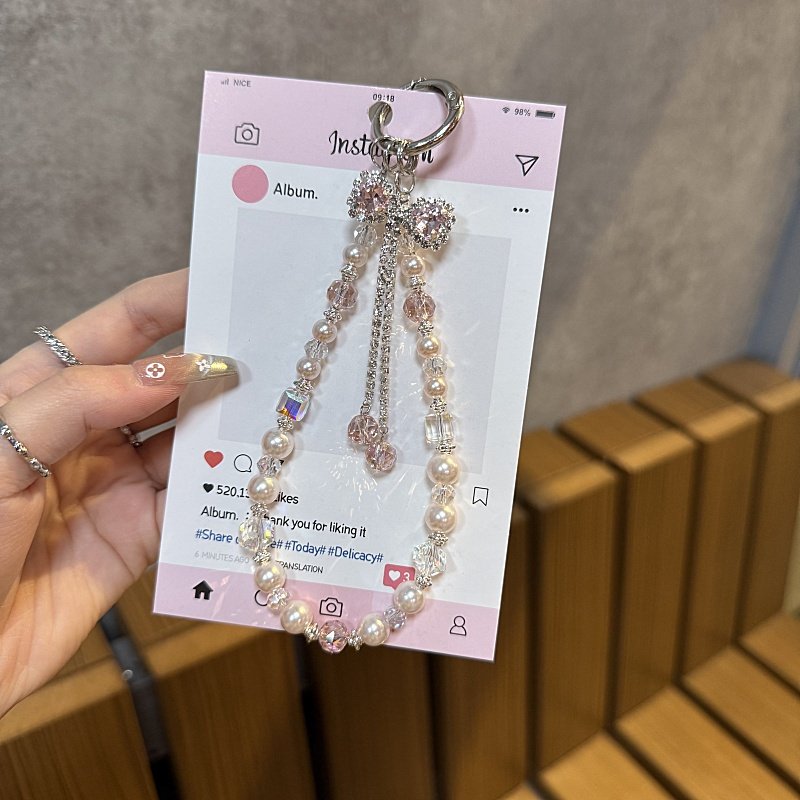 ins闪钻蝴蝶结流苏手机链防丢手机挂绳包挂件挂饰钥匙扣个性创意