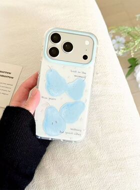 英文蓝色波点梨适用OPPORealme15手机壳女V70V60V23V50新款高级感GTneo5创意个性13/12pro防摔Q3s保护套7