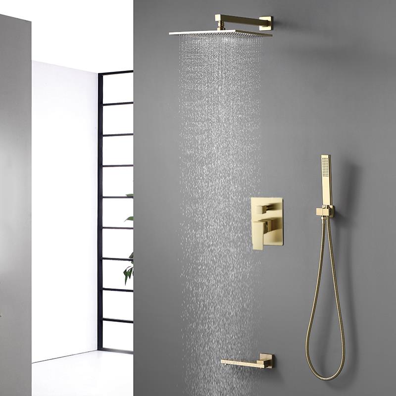 暗装全铜淋浴花洒沐浴套装金色冷热嵌入墙预埋式酒店浴室淋浴