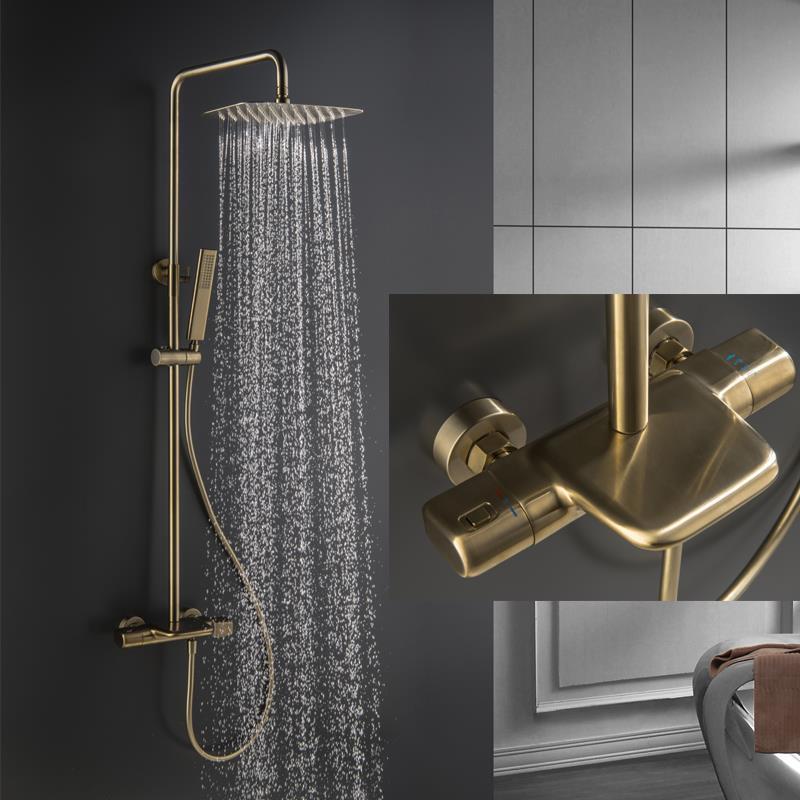 全铜挂墙式升降智能恒温花洒套装