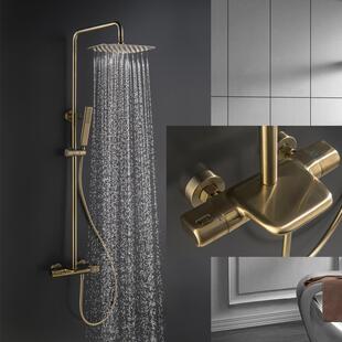 caratiff全铜挂墙式升降智能恒温淋浴花洒套装家用冷热混水龙头