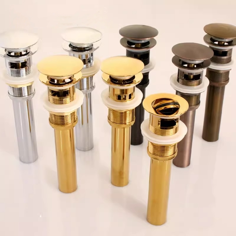 金色全铜带提篮下水器防臭下水管