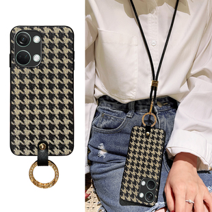 Icool适用一加ace2手机壳ACE2V格纹皮壳套复古轻奢insAcePro外壳硅胶软套11全包边水ACEPRO钻壳女皮挂脖挂绳