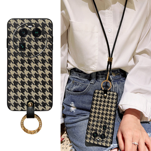 Icool适用findx9手机壳x8pro格纹皮壳套x7ultra复古轻奢oppoFINDX6PRO外壳硅胶软X5套全包X3水钻壳女皮挂绳x2