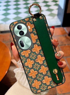 Icool适用reno15小花朵手机壳14pro复古软木纹13斜背11保护皮套oppoRENO12PRO腕带支架9/8/7/6/5/4挂绳10硅胶