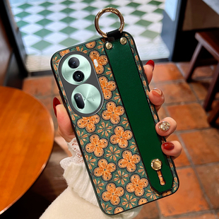 Icool适用reno15小花朵手机壳14pro复古软木纹13斜背11保护皮套oppoRENO12PRO腕带支架9/8/7/6/5/4挂绳10硅胶