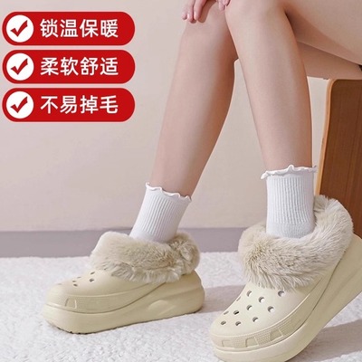 2025新款冬季洞洞鞋毛绒棉内胆