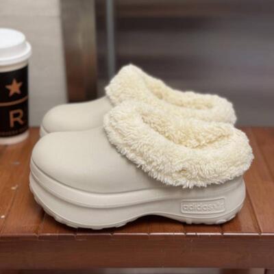 适用厨师鞋洞洞鞋毛绒内胆冬季保暖可拆卸毛绒内衬棉套后跟带