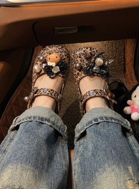 hellokitty配件豹纹芭蕾洞洞鞋配饰鞋花适配Crocs/Cross卡洛驰女