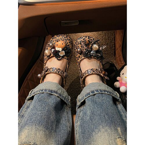 hellokitty配件豹纹芭蕾洞洞鞋配饰鞋花适配Crocs/Cross卡洛驰女