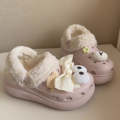 适配crocs卡骆驰泡芙洞洞鞋加绒加厚毛绒内胆冬天冬季可拆卸内衬