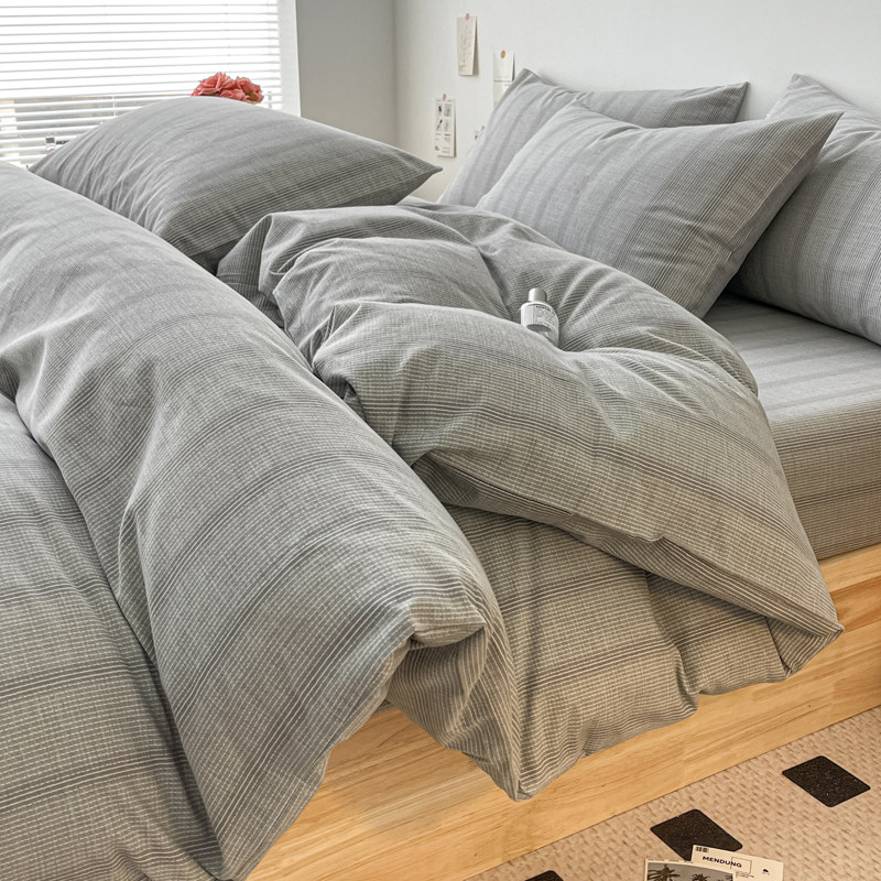 全棉四件套简约磨毛加厚四季可用