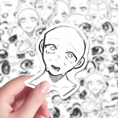 106张oc绘画贴纸头部不同角度表情速写简约创意装饰diy手账本贴画