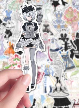 198枚OC免服贴纸高颜值INS风甜御洛丽塔服装绘画素材速写参考贴画