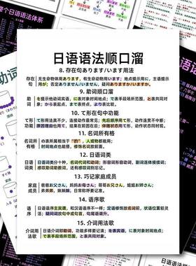 54张日语语法体系贴纸日语学习顺口溜新手速学入门一个月日语贴画