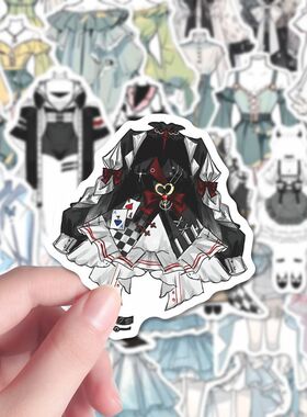 96张oc免服设计贴纸美少女衣服绘画素材动漫人物设计手账本贴画