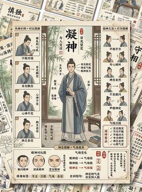 27大张修身九策图解贴纸处世之道提高精气神养生养心养神装饰贴画