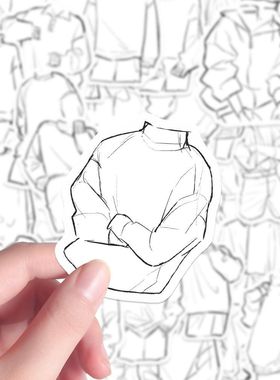 104张衣服画法贴纸美术生绘画结构人体动态速写oc设定diy手账贴画